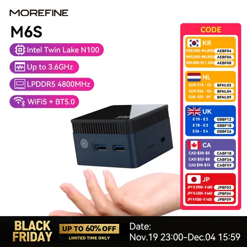 MOREFINE M6S Mini PC Intel 12e génération N100 12GB LPDDR5 512GB stockage Windows 11 4K60Hz HDMI ordinateur de jeu Portable Quasi système