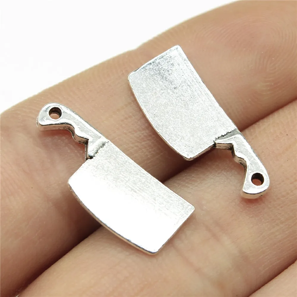 WYSIWYG 20pcs Charms Kitchen Knife Meat Cleaver 23x9mm Antique Making Pendant Fit DIY Handmade Jewelry