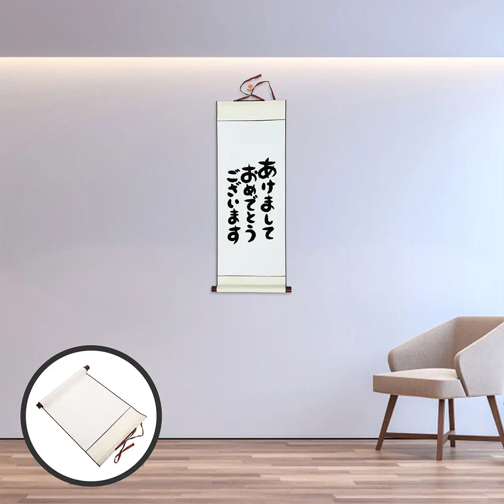 

2 Pcs Wall Reel White Scroll for Painting High Quality Blank Calligraphy Hanging