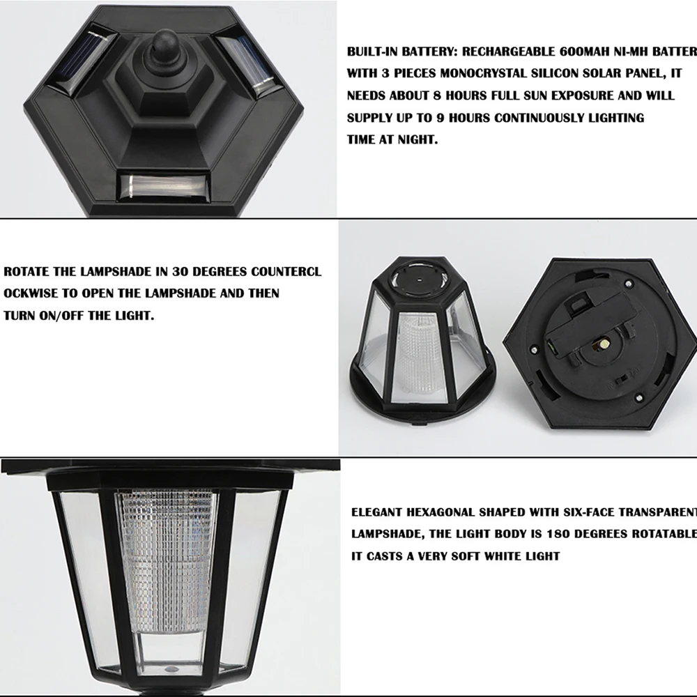 야외 태양광 가로등, 정원 조명, 벽 조명, 고정장치 LED, 야외 정원 장식