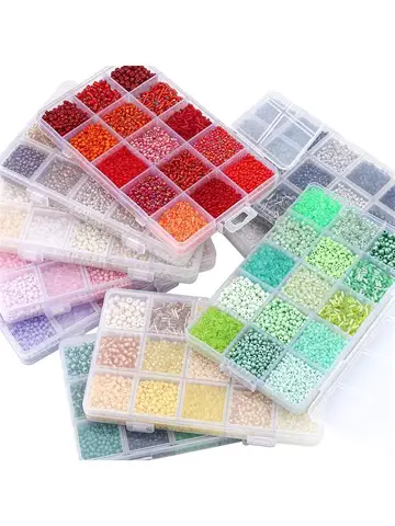 15 Colors Glass Beads Set for Bracelet Making Spacer Loose Beads with Storage Box Tube Kit for DIY Craft Necklace Charms