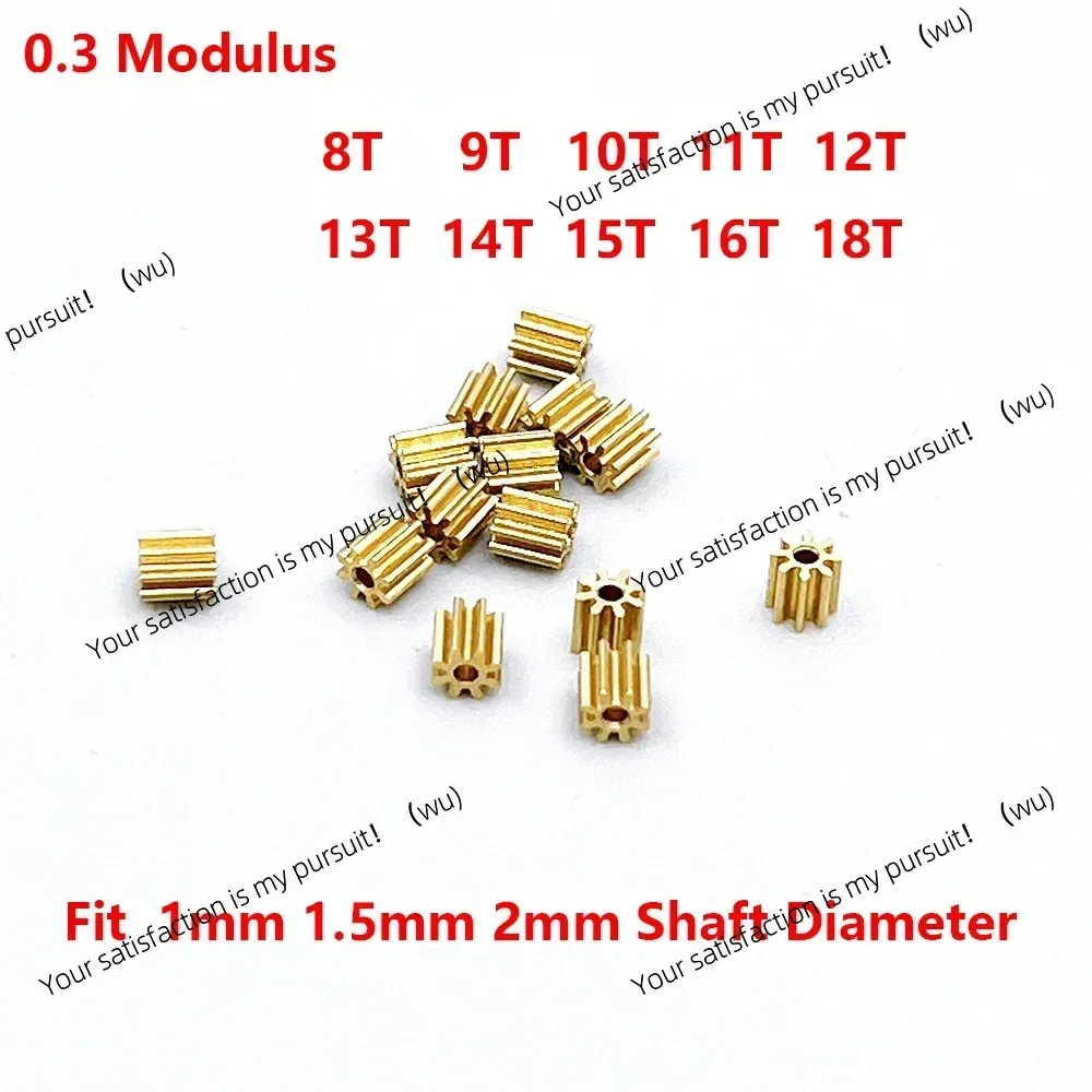 5 pcs/batch 0.3 modulus 8/9/10/11/12/13/14/15/16/18T copper bearing gears for 1/1.5/2mm shaft