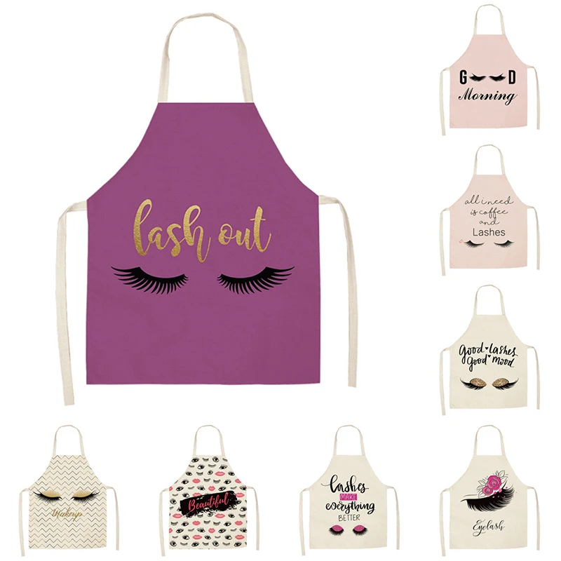 1PC Bronzing Eyelash Pattern Apron Eyelash Extension Tools Cotton Grafted False Eyelash Apron Cleaning Kitchen Apron Bib