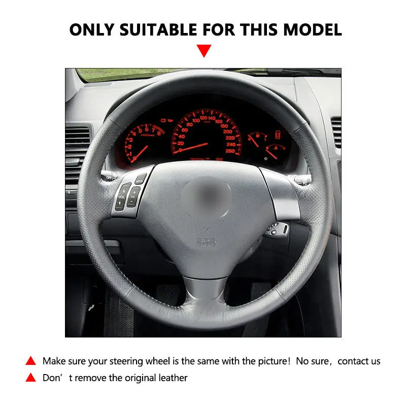 Braids on Car Steering Wheel For Honda Accord (Coupe) 7 Accord (Euro) 2003-2005 Acura TSX 2004-2008 (3-Spoke) Leather Cover Trim