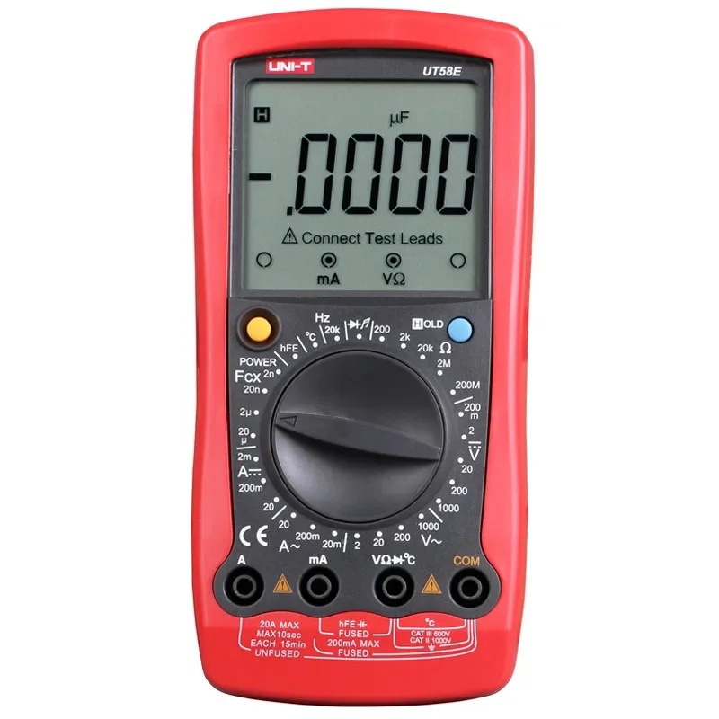 

UNI-T UT58E Digital Multimeter AC DC Voltmeter Full Icon LCD DisplayTemperature Frequency Capacitance Diode Transistor