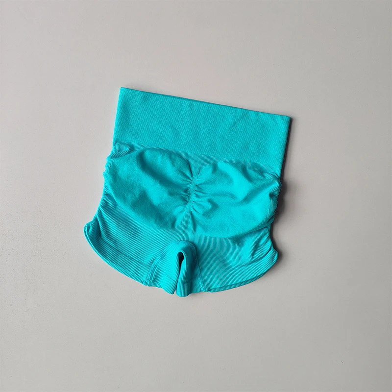 Slanke billen met geplooide sexy shorts Hoge taille Perzikbillen Sneldrogend Strakke hardloopfitness Sportbeha's Draadshorts