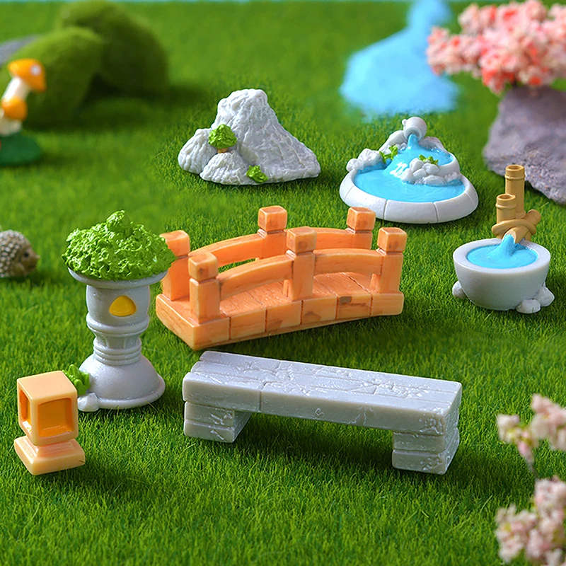Simulated Architectural Rockery Stone Bench Resin Crafts Ornaments Miniature Landscape Ornament Home Desktop Decor