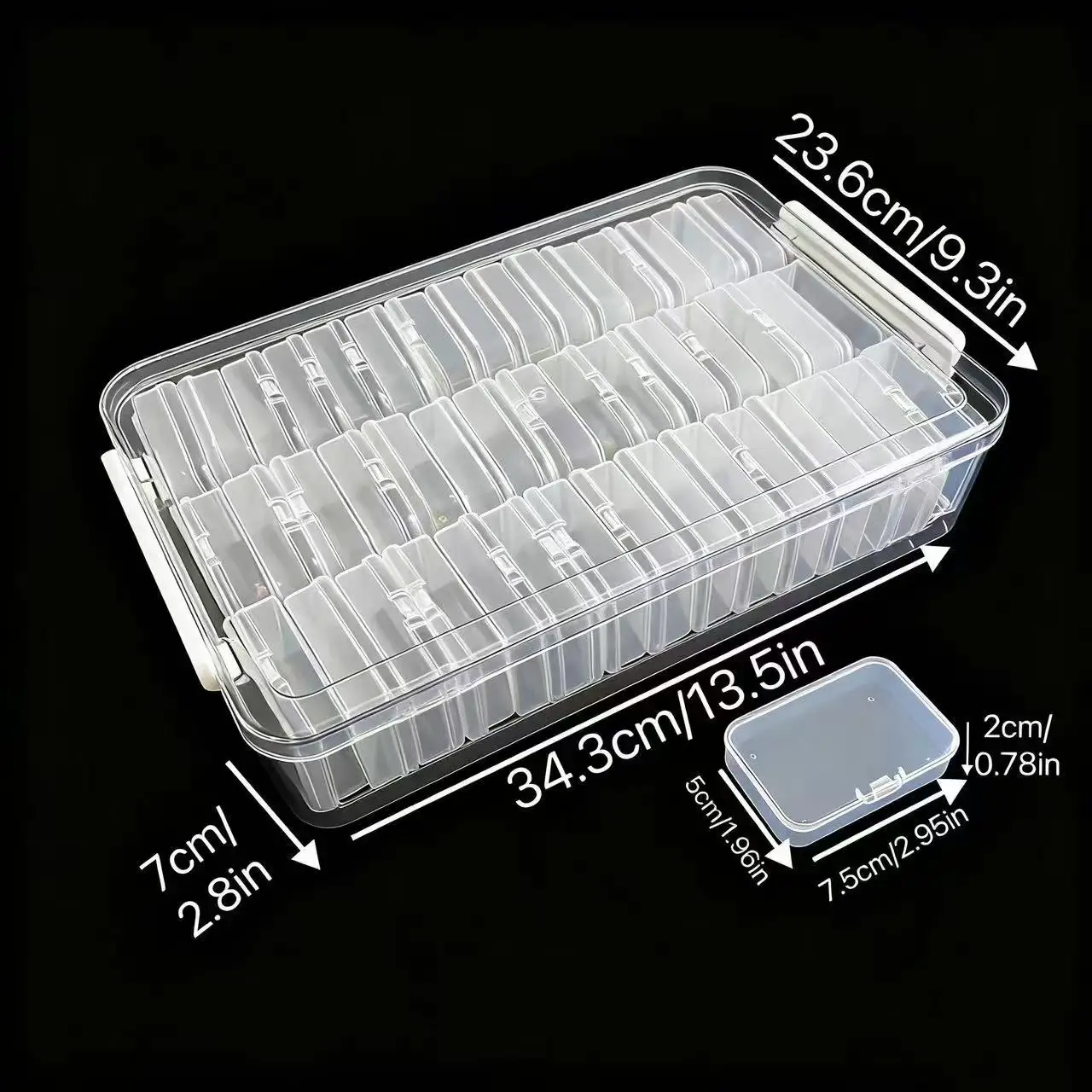 Transparent storage box, 45 individual compartments, with transparent lid, nail accessory sorting box, DIY bead box