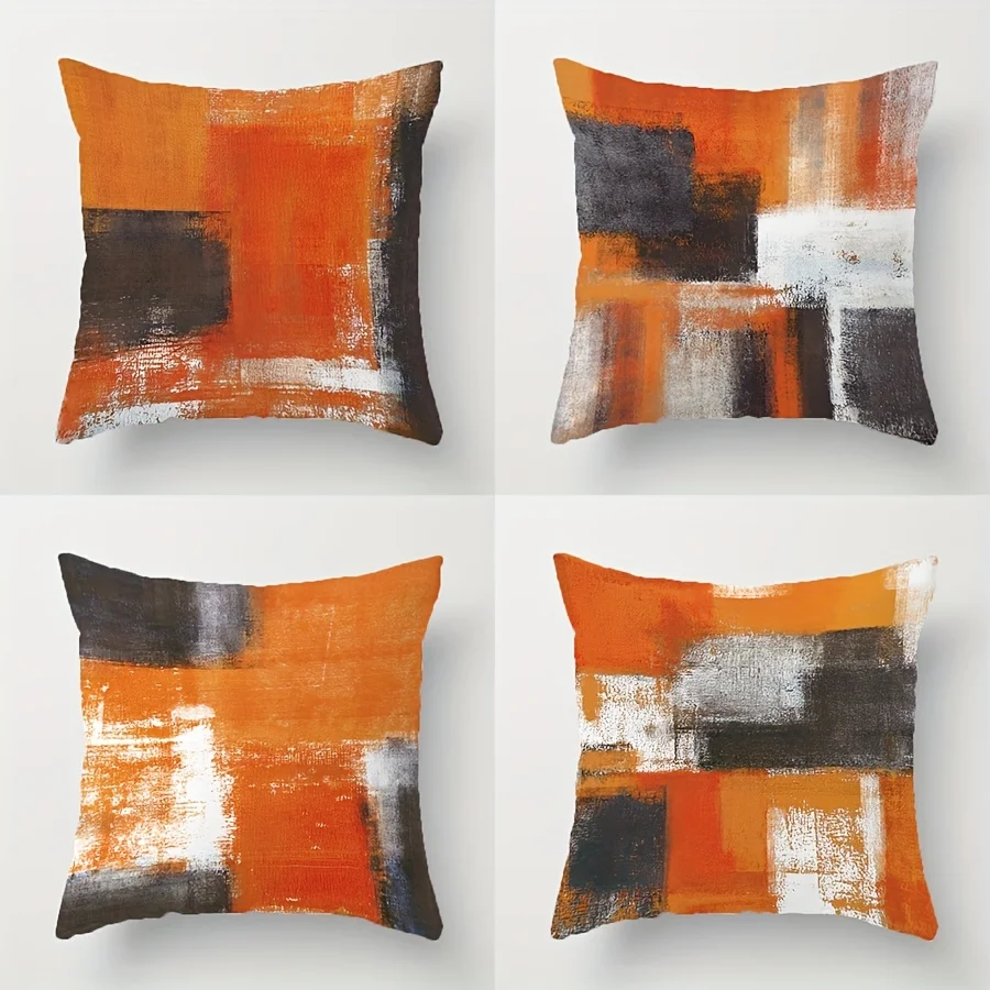 Nordic Orange Cement Grey Abstract Linen Pillowcase Sofa Cushion Cover 60*60 Home Decoration Pillowcase Customizable 50*50
