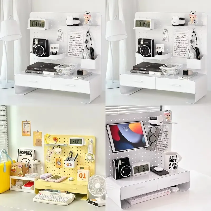Metal Tabletop Storage Box with Pull-out Drawers for Jewelry Desk Stationery and Kitchen Organization Multi-function Rack