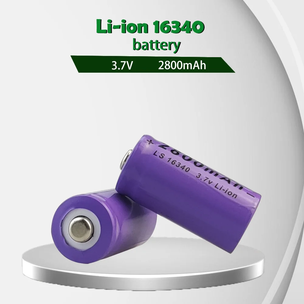 

16340 2800mAh 3.7V ICR purple Lithium Ion Battery with L70 Plus Charger for Safety Camera Rechargeable Battery CR123A RCR 123