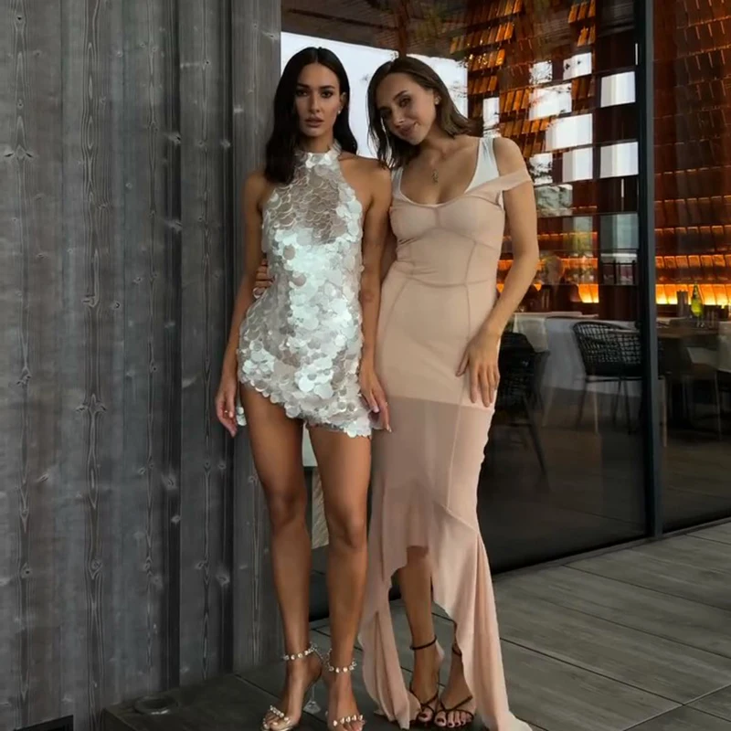 Sheer Mesh Overlay Spaghetti Strap Midi Dress Waist Cinched Sleeveless 2026 Summer Women Accessories Trendy Classy Lady Outfits