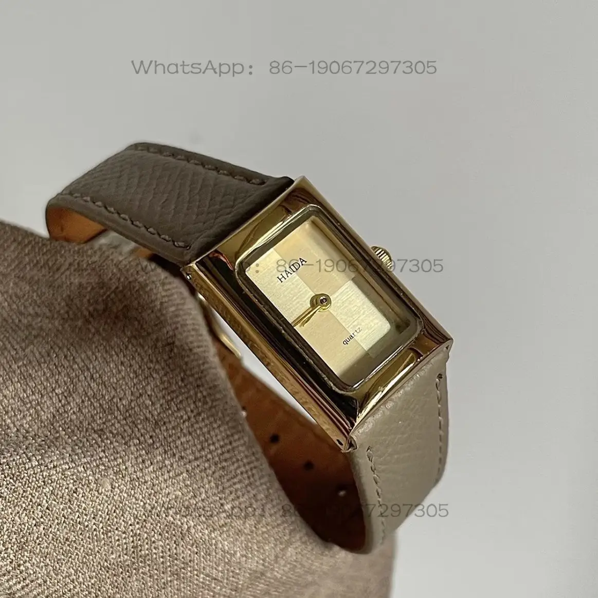 

Design high-end simple gold square elephant gray belt women's retro niche light luxury temperament quartz watch women