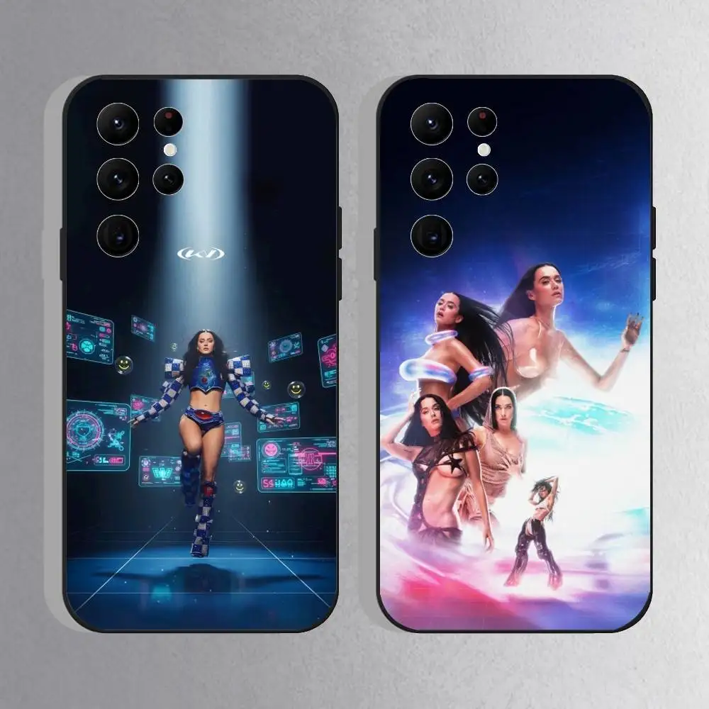 K-Katy 143 P-Perry Lifetimes Tour Capa de telefone para Samsung S25, S24 Ultra, S20, S30 plus, S22 Plus, S23, Ultra 5G Silicone Preto Shell