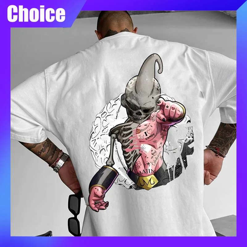 Dragon Ball Z Skeleton Buu T-Shirt Anime Print Youth Men Short Sleeve Summer Cotton Sports Top Casual Fashion Clothes Gift Man