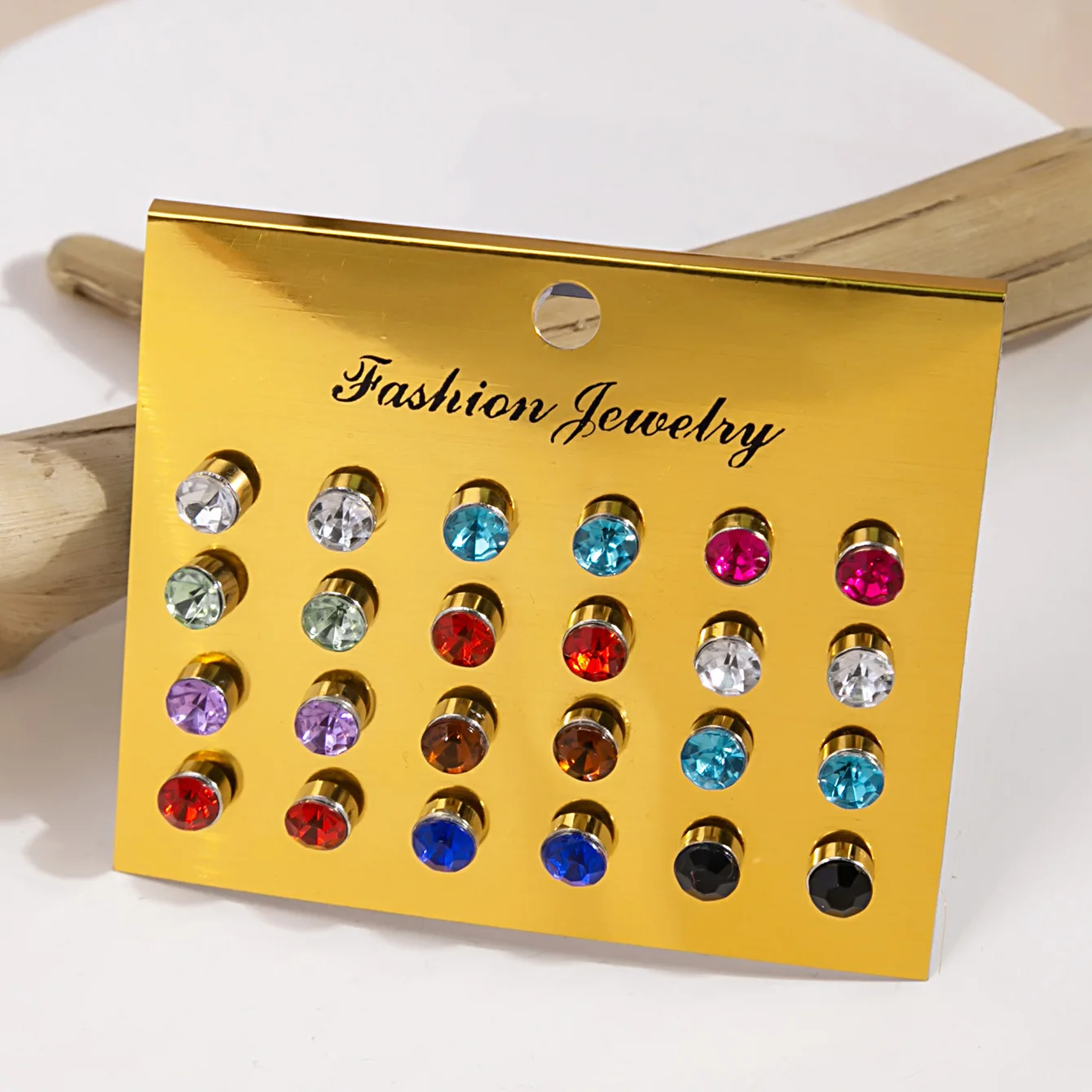 12 pairs Colorful Crystal Stud Earrings Set For Women Jewelry Rhinestones Piercing Earrings kit Pack lots Bijouteria brincos