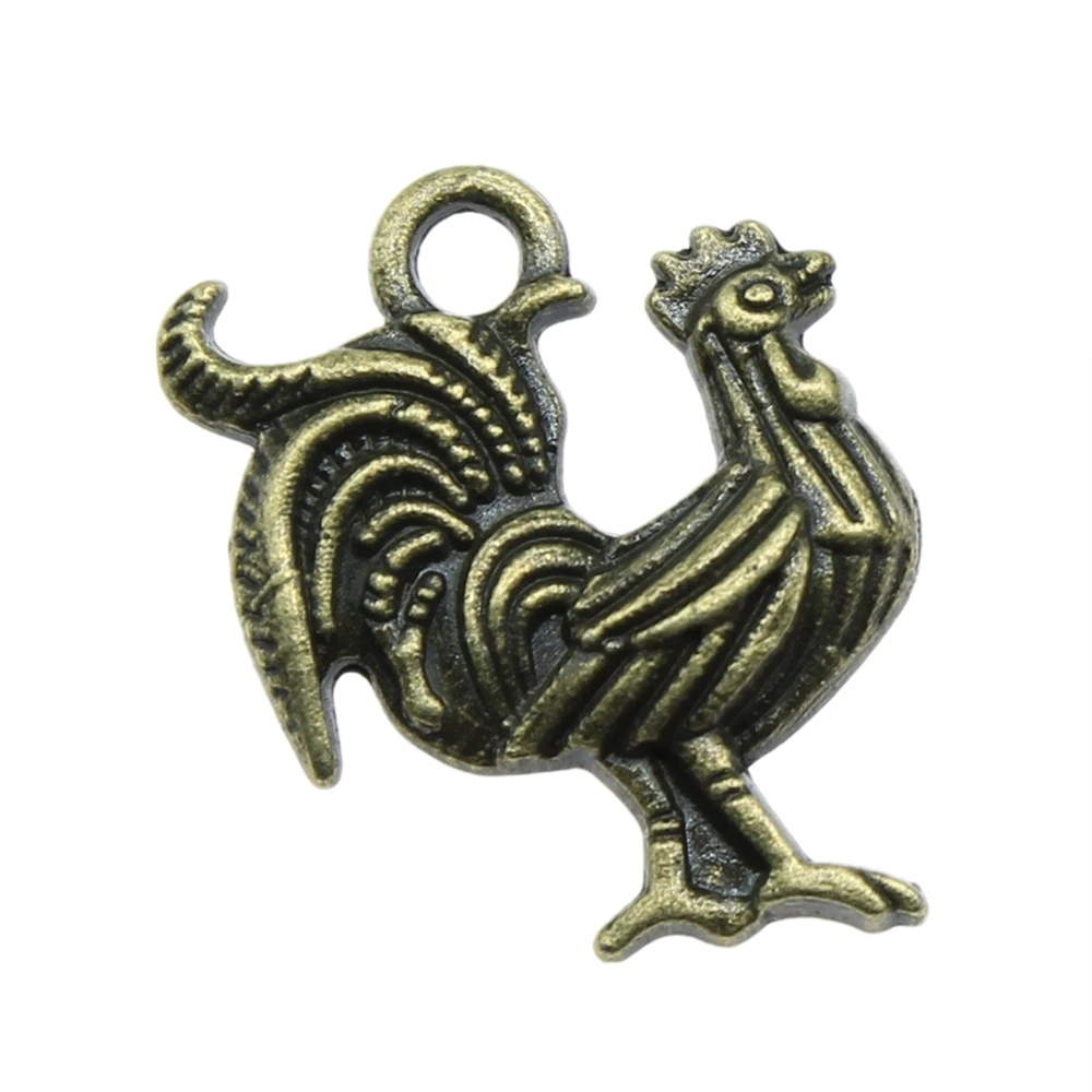 WYSIWYG 10pcs 22x18mm Pendant Rooster Cock Charm Pendants For Jewelry Making Antique Silver Color Chicken Pendants