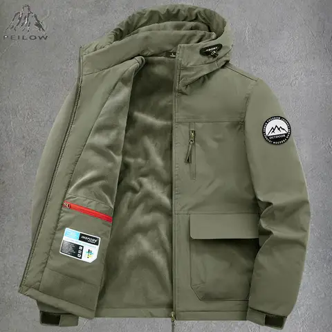 Thick Warm Multi Pocket Winter Bomber Jackets Men High Quality Streetwear Windbreaker Plus Velvet Cargo Coat Parkas Men Clothing