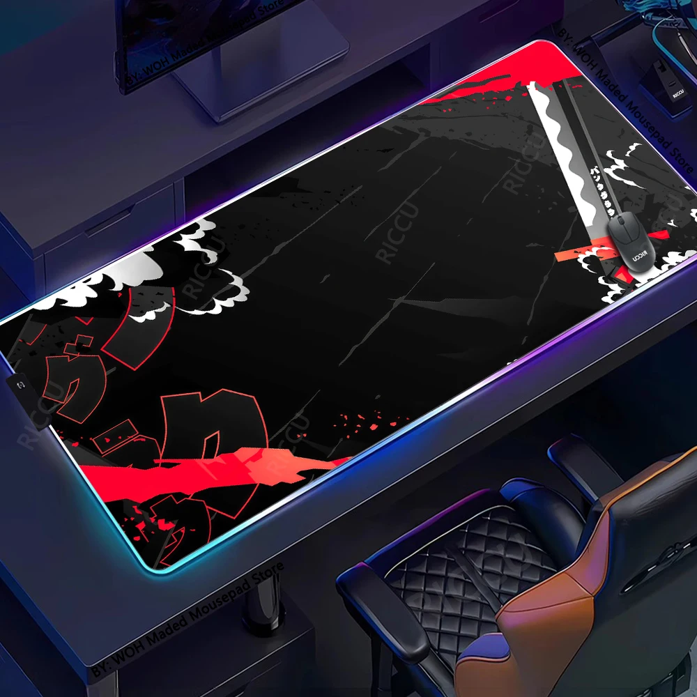 Настройка для геймера Rgb Katana коврик для мыши игровой коврик аксессуары для офисных ноутбуков коврик для мыши с подсветкой светодиодный японский абстрактный меч красочный настольный коврик