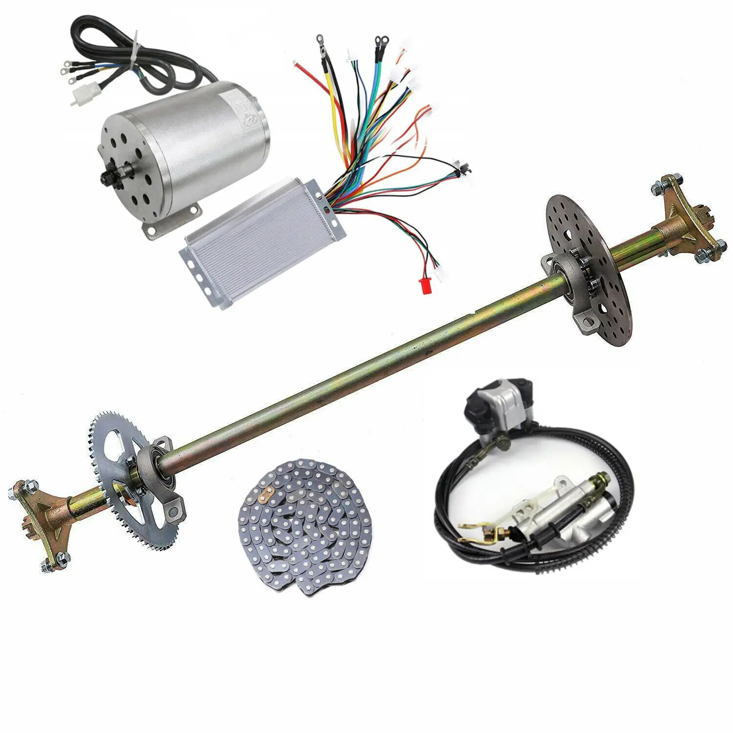 740mm Go kart Rear Axle Kit 48V 1800W Electric Brushless Motor Brake Assembly