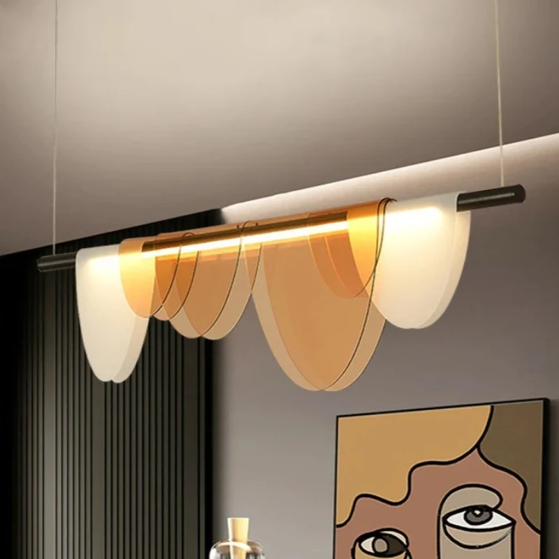 Nordic Blue Amber Acrylic Pendant Lights Living Room Makaron Creative Hanging Lamps for Bedroom Dinning Room Cafe Kitchen Island