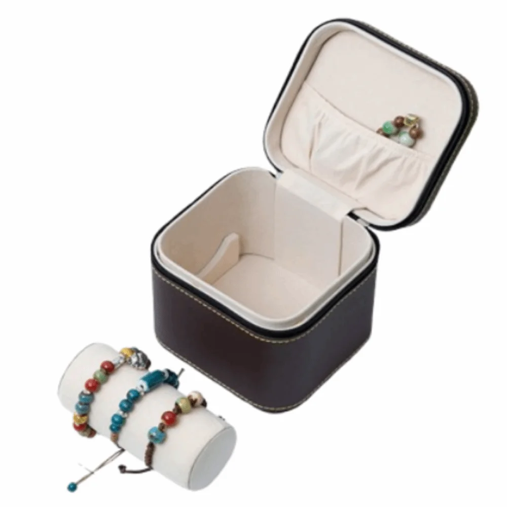 

Vintage Watch Display Box Compact with Handle Bracelet Storage Boxes PU Leather Durable Bracelet Carrying Case