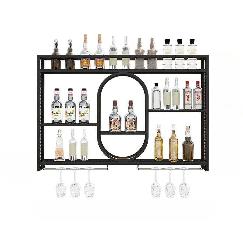 Rak Anggur Konter Bar Mewah Ringan Modern Berdiri Di Dinding Dekorasi Kabinet Pajangan Pengaturan Furnitur Bar Vin Rumah