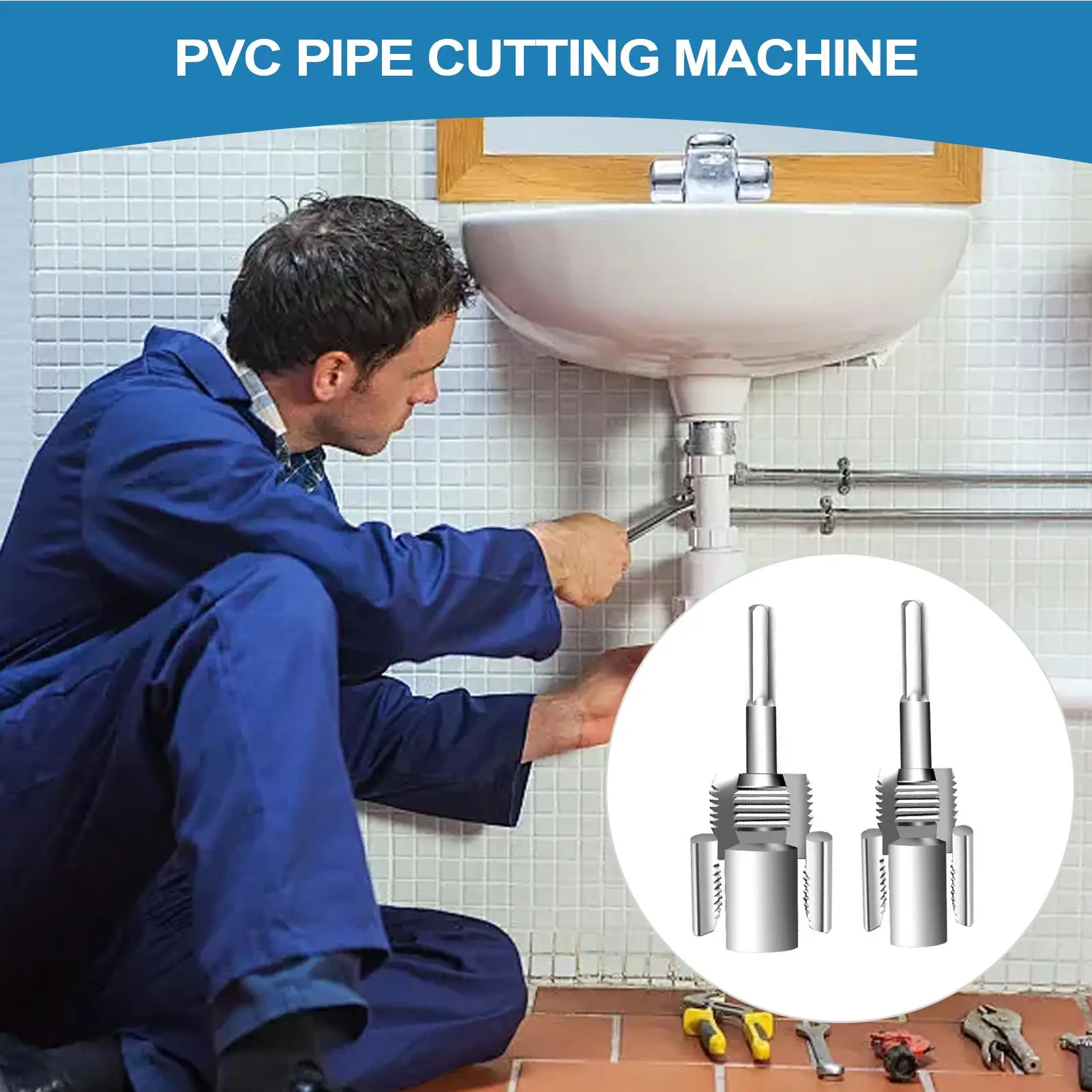 2pcs Pipe Threader External Cutter Dies PVC Pipe Threader Kit For Hose Electric Drill Metal Craft Home Repair with Extension