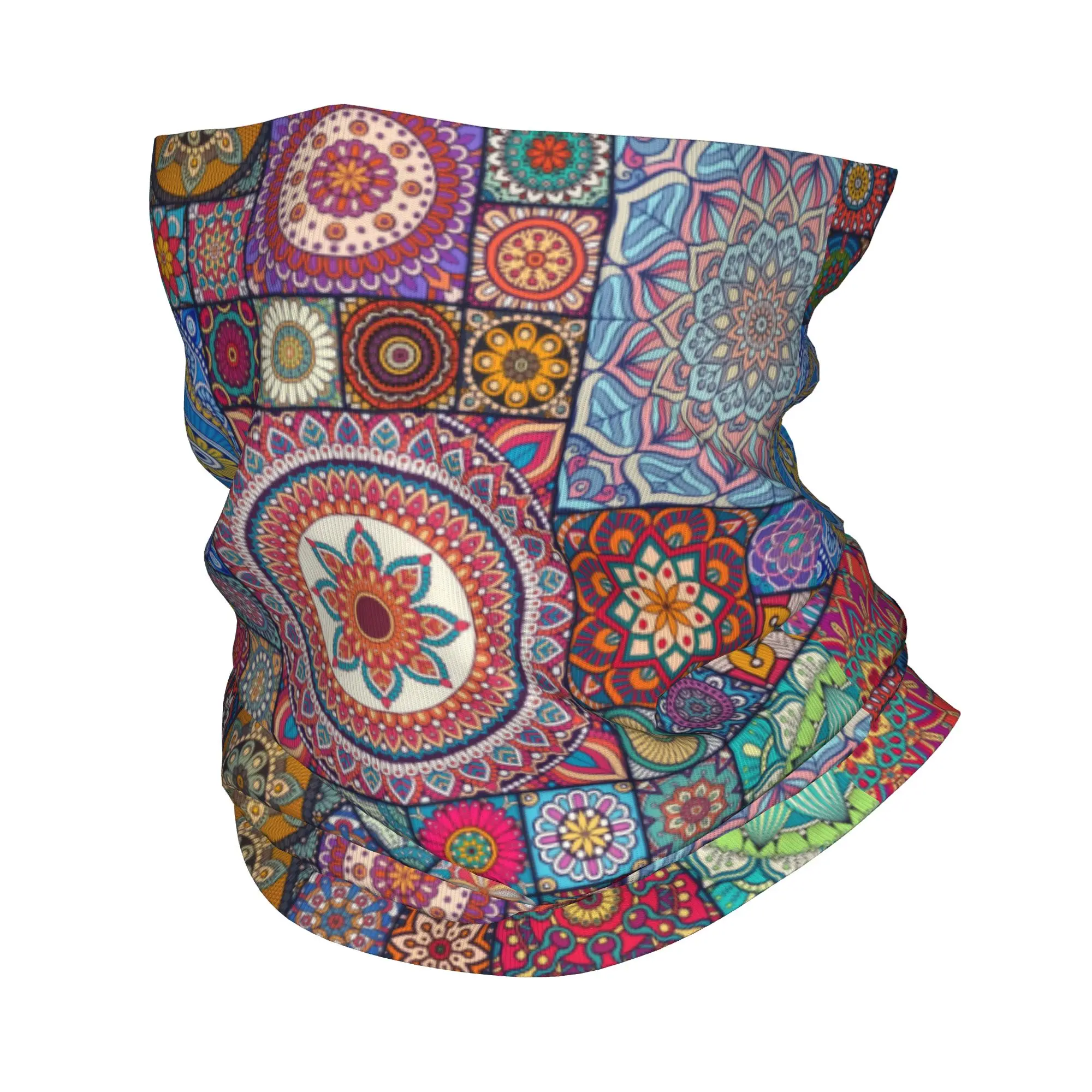 Bohemia Style Ethnic Floral Mandalas Pattern Bandana Neck Warmer Men Women Winter Hiking Ski Scarf Gaiter  Face Cover