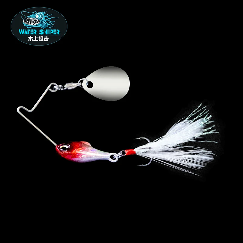 24mm 8g Spinner Fishing Spoon Treble Feather Hook Wobbler Metal Vib Spoonbait 2022 Fishing New Lure