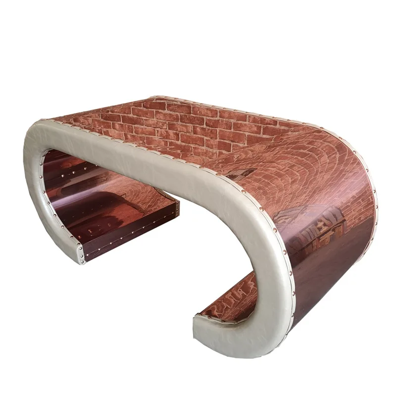 

Aluminum leather metal rivet coffee table bar cafe living room club tea table