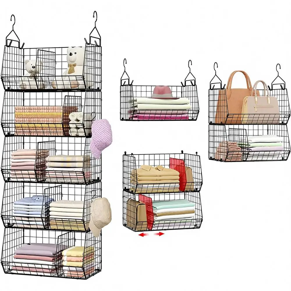 

Large 5-Tier Hanging Closet Organizer with Dividers - 16.5L x 11.8W x 51.4H for Clothes, Accessories & More