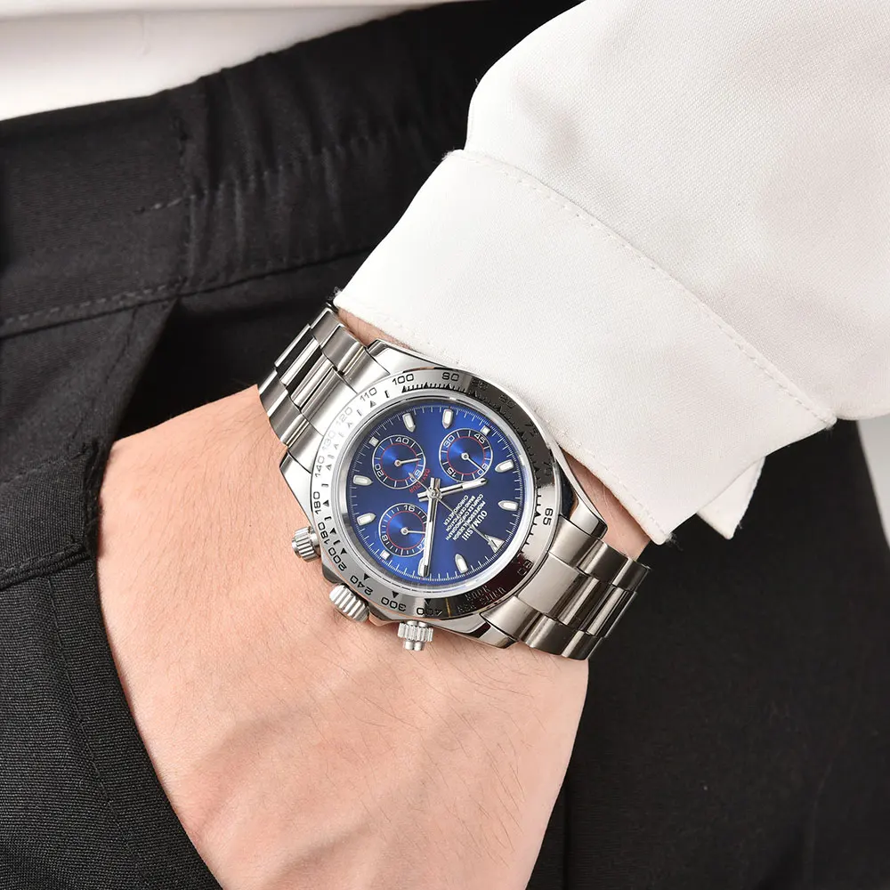 39mm watch with VK63 movement sapphire glass stainless steel strap business men's  watch - view 3