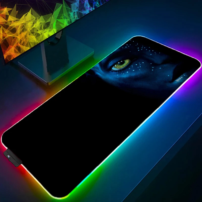 แผ่นรองเมาส์ RGB Avatar Professional Office สำหรับแล็ปท็อป นักเล่นเกมอีสปอร์ต ความเร็วสูง สำหรับพีซี แผ่นรองคีย์บอร์ดยาง ไฟแบ็คไลท์ LED แผ่นรองเมาส์สำหรับโต๊ะทำงาน