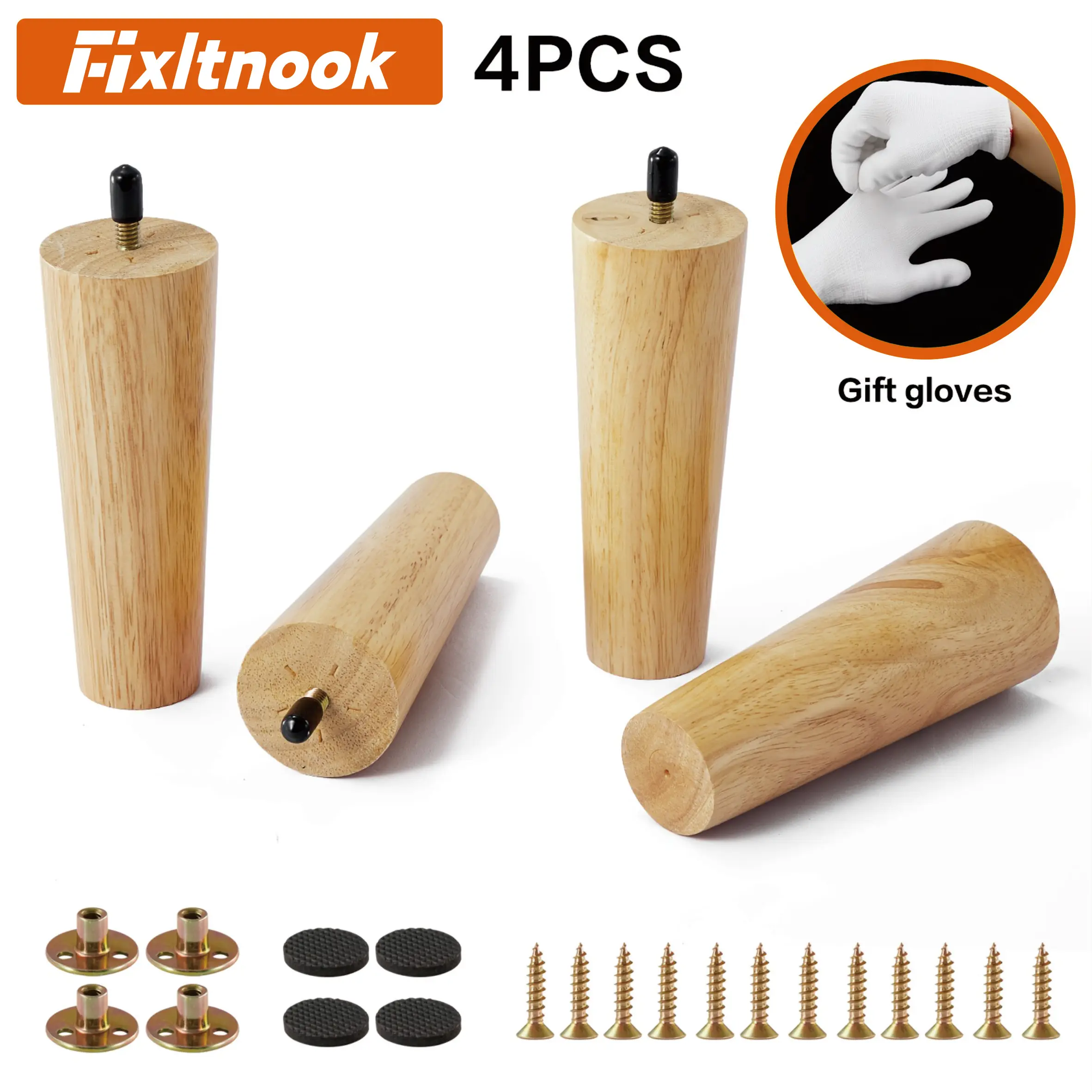 4인치 원목 가구 다리, 중세 현대식 목재 교체용 발 4개