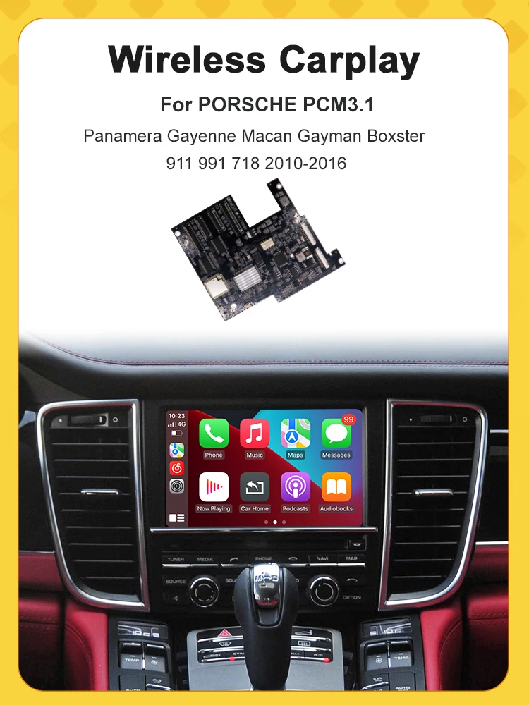 AUTOABC Draadloze CarPlay Android Auto Multimedia AirPlay Decoder Box voor Porsche PCM3.1 Panamera Cayenne Cayman Macan Boxster - afbeelding 2