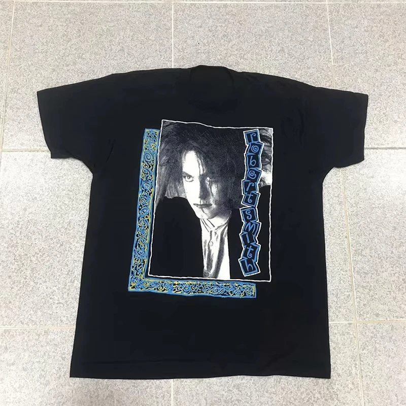 Robert Smith Vintage retrato estampado manga corta Vintage High Street verano suelta marca de lujo algodón hombres y mujeres camisetas