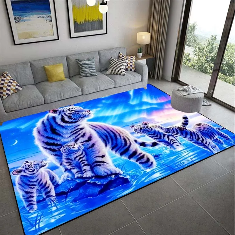 Leopard Tiger Anti-Slip Carpet Living Room Comfortable  Floor Mat Bedroom   Home