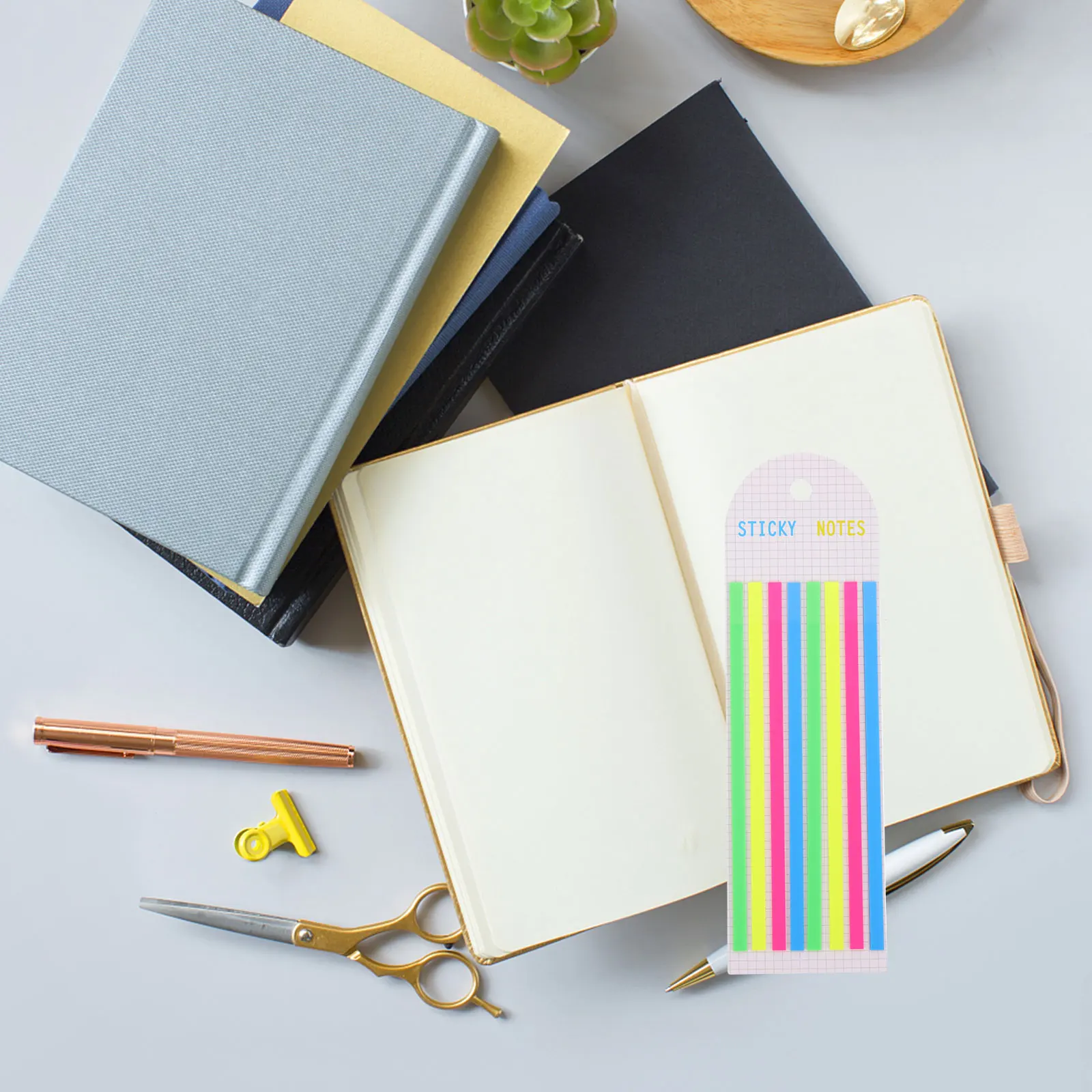 

4 Books Index Transparent Highlighter Tape Removable Annotating Tabs Strips Marking Sticker Office