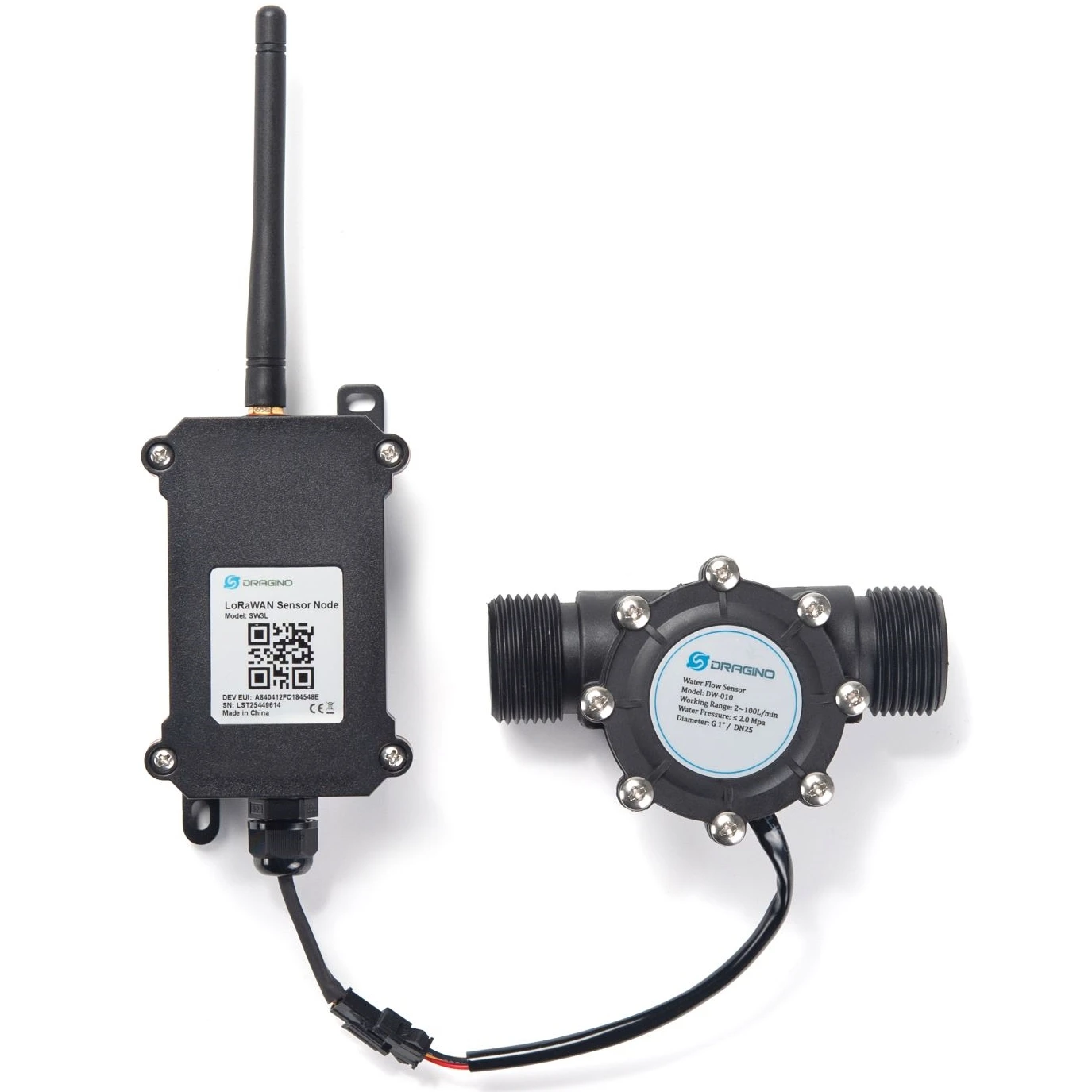 

Dragino original SW3L LoRaWAN Outdoor Flow Sensor detects water flow volume and uplink to IoT server via LoRaWAN network