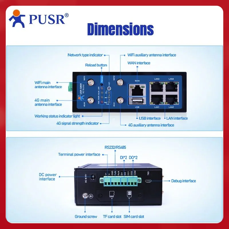 حقيقي PUSR أوروبا وأستراليا الصناعية الخلوية VPN راوتر مودم 4g Wifi Lte مع فتحة للبطاقات Sim USR-G809-EAU #4