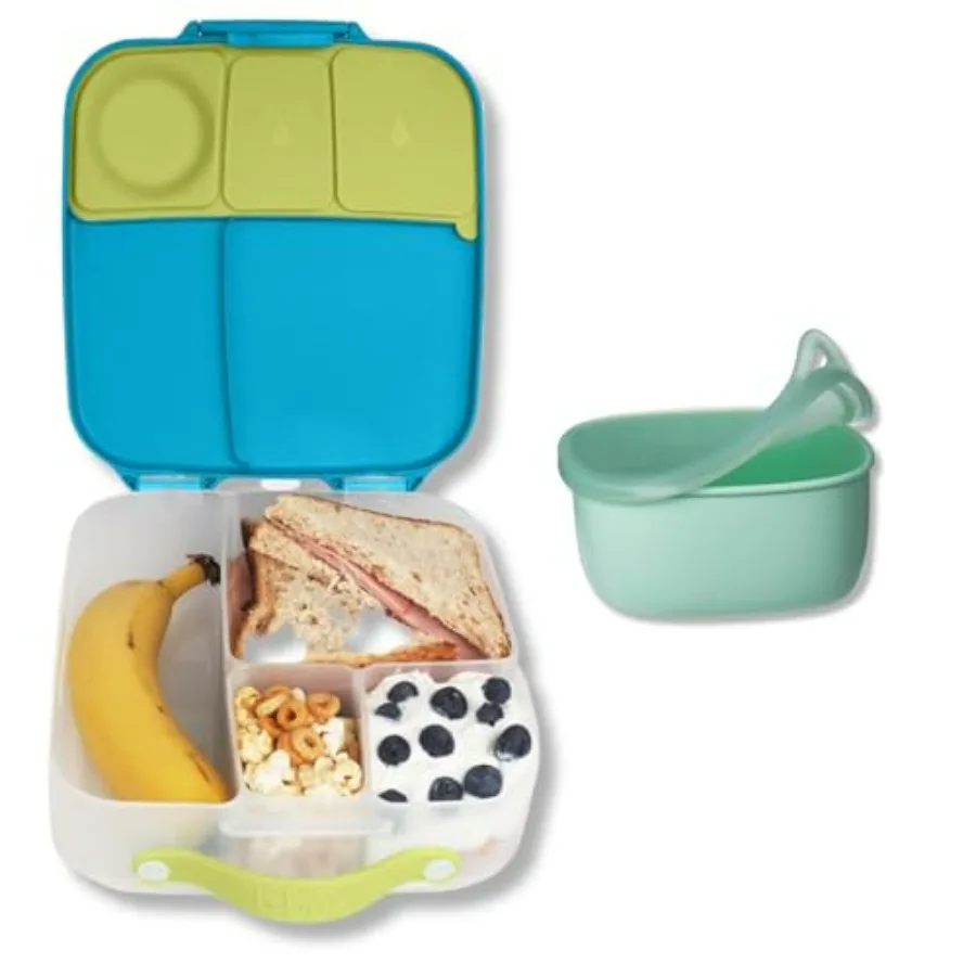 

Lunchbox (Ocean) + Lunch Tub (Forest) Combo Pack: Jumbo Kids Bento Box + Leakproof Container. Container Fits Inside Lunch Box.