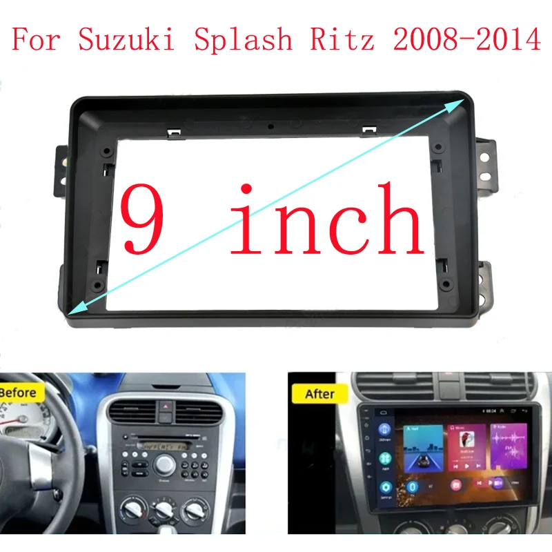 9 Inch Fascias For Suzuki Splash RITZ 2008+ Car Radio Stereo GPS MP5 Android Player 2 Din Head Unit Navigation Dash Board Frame