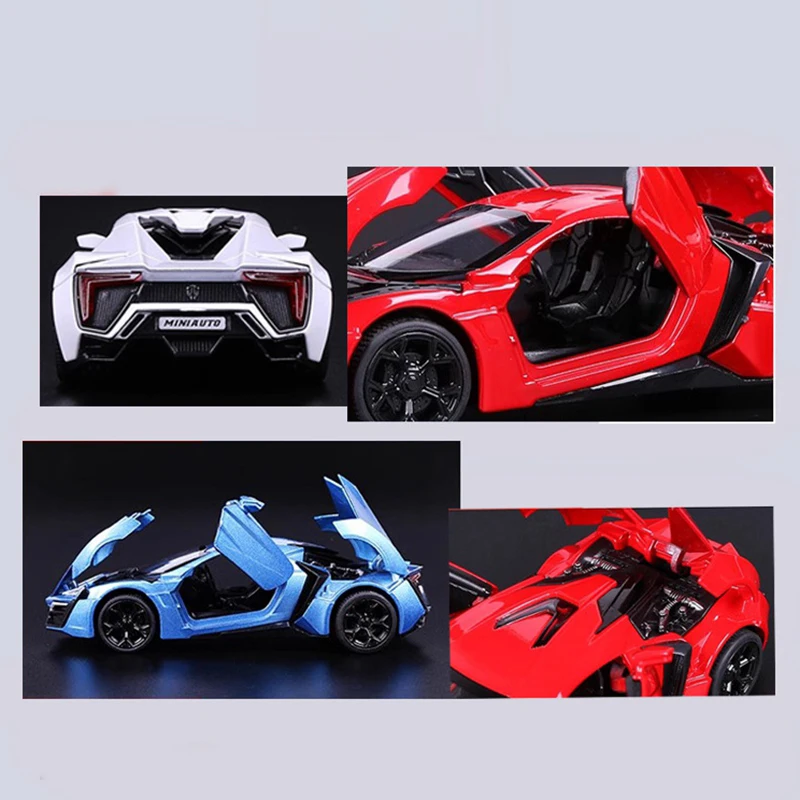 1: 32 Lykan sport Fast and Furious 7 Alloy Car Model Diecasts Toy With Sound and Light Vehicles Decoration Toys For Kids Gift