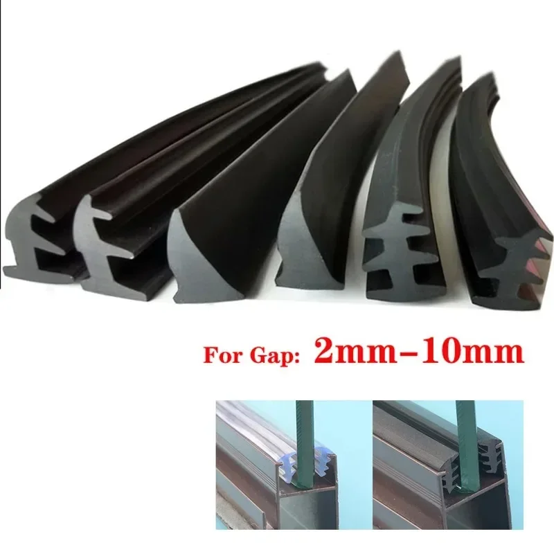 1/3/5M Door And Window Sealing Strip Aluminum Windproof Alloy Fixed Glass Gap Three T Type Fill The Card Slot Rubber Strips