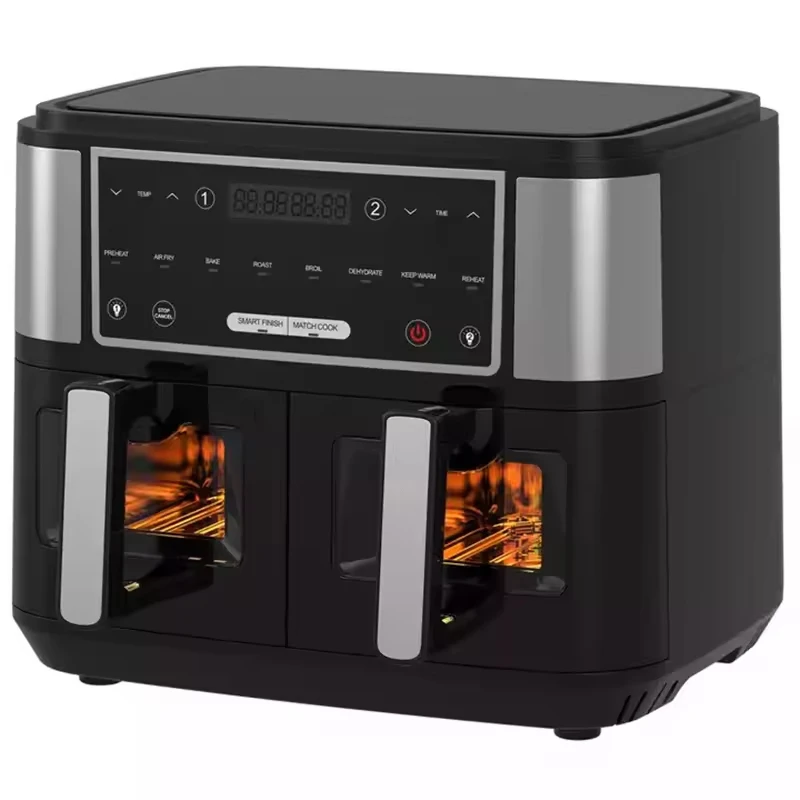 

2026 New Model Multi-functionalSmart air Fryers 9L Dual Basket air Fryer Dual Zone Technology with See-through Window 2400w Doub