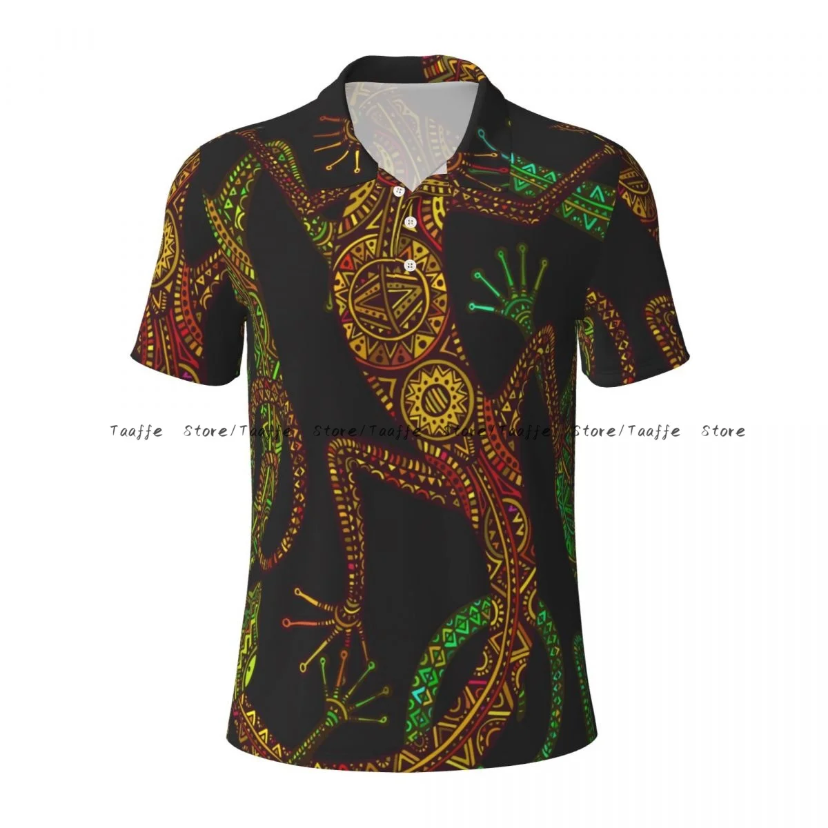 Men's Polo Shirt Ethnic Tribal Lizard Salamander Male Clothing Summer Casual Short Sleeve Shirt Sweatshirt