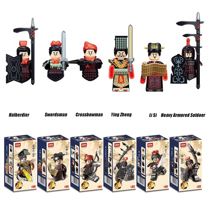 Chinese History Qin Dynasty Mini Figure Ying Zheng Swordsman Warrior Moc Soldiers Kids Blocks Toys Gift For Boys Girls Juguetes