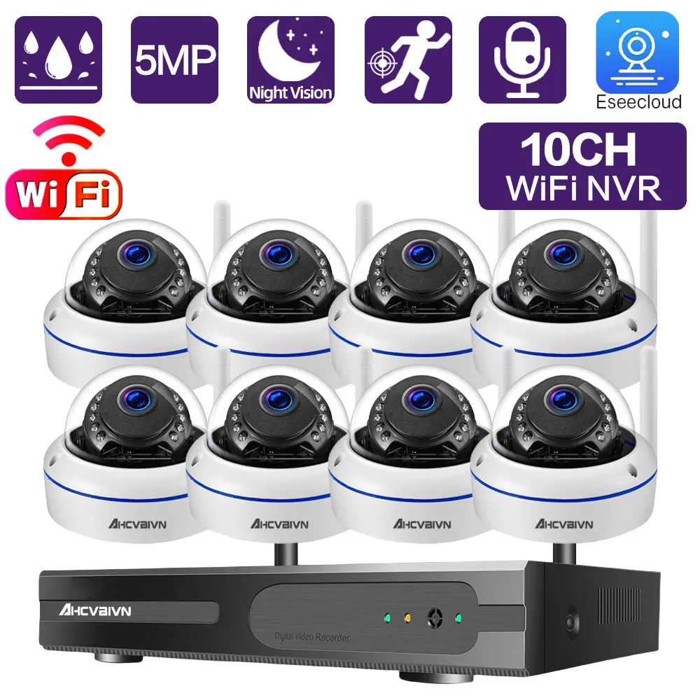 8/10CH IP Camera WIFI NVR Kit Outdoor Waterproof WIFI CCTV Camera Security System Kit 5MP Wireless Video Surveillance System Set