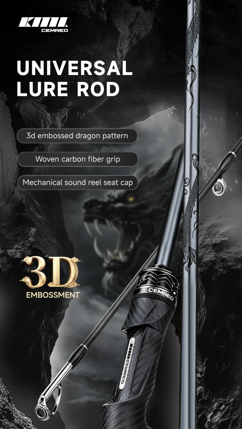 CEMREO Weitwurf-Angelrute mit schneller Aktion, leichtgewichtig, 1,8m/1,98m/2,1m/2,4m zum Angeln, Modell: DARK WARRIOR – Detail 1